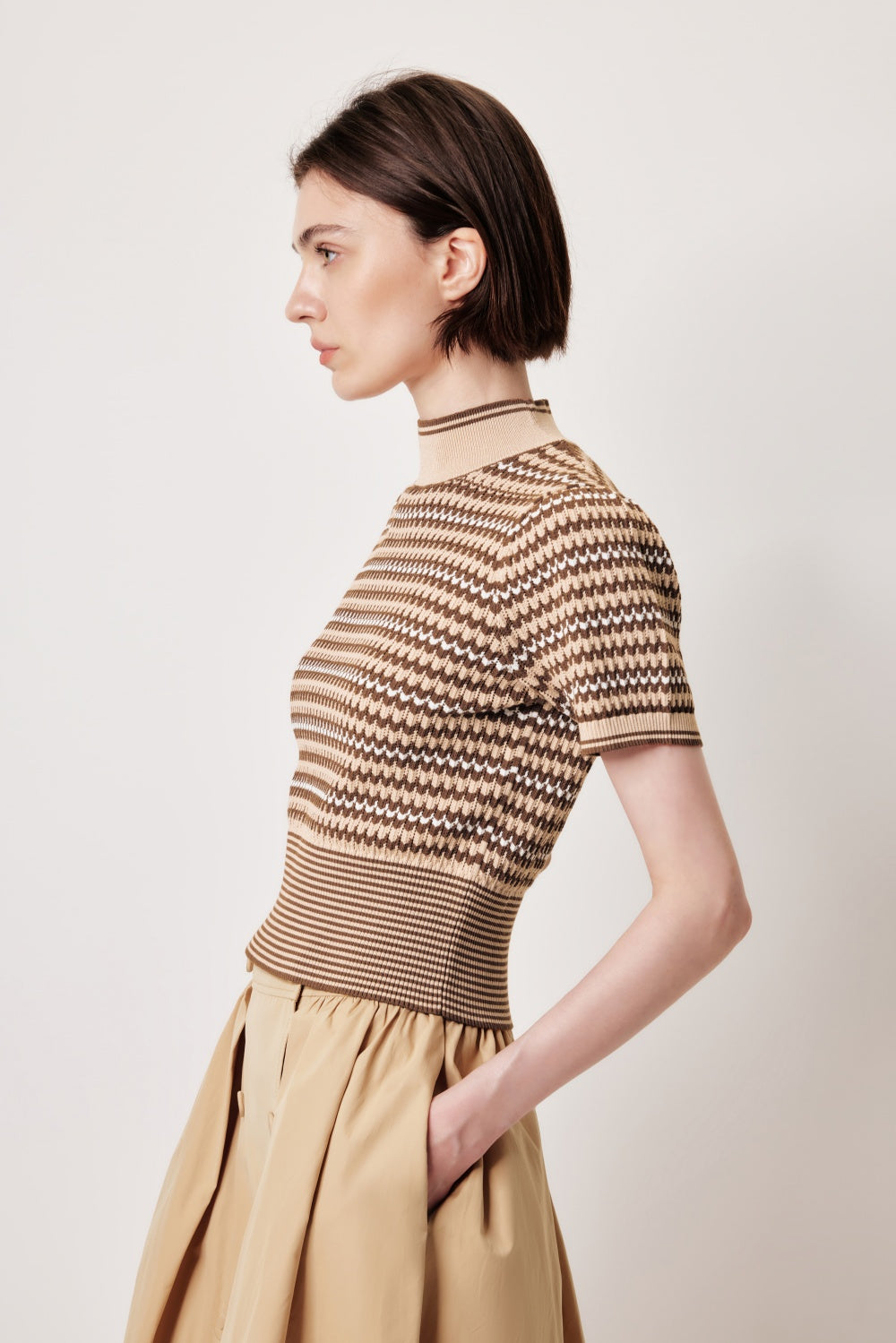 MARYLING Pink Apricot Thrush Printed Knit Tops