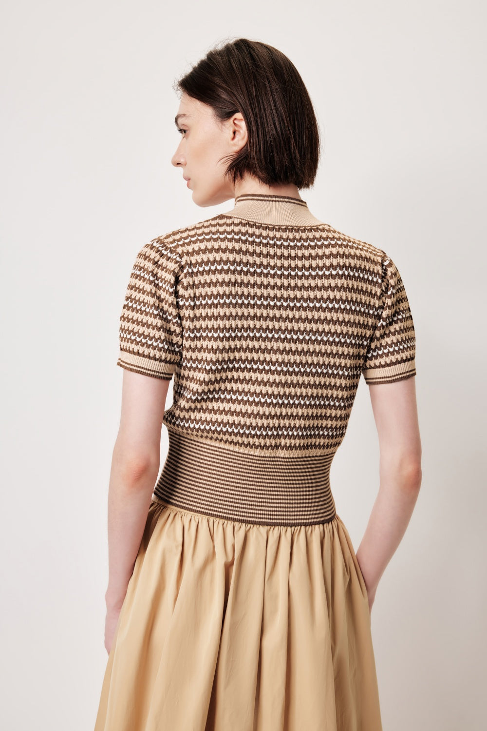 MARYLING Pink Apricot Thrush Printed Knit Tops