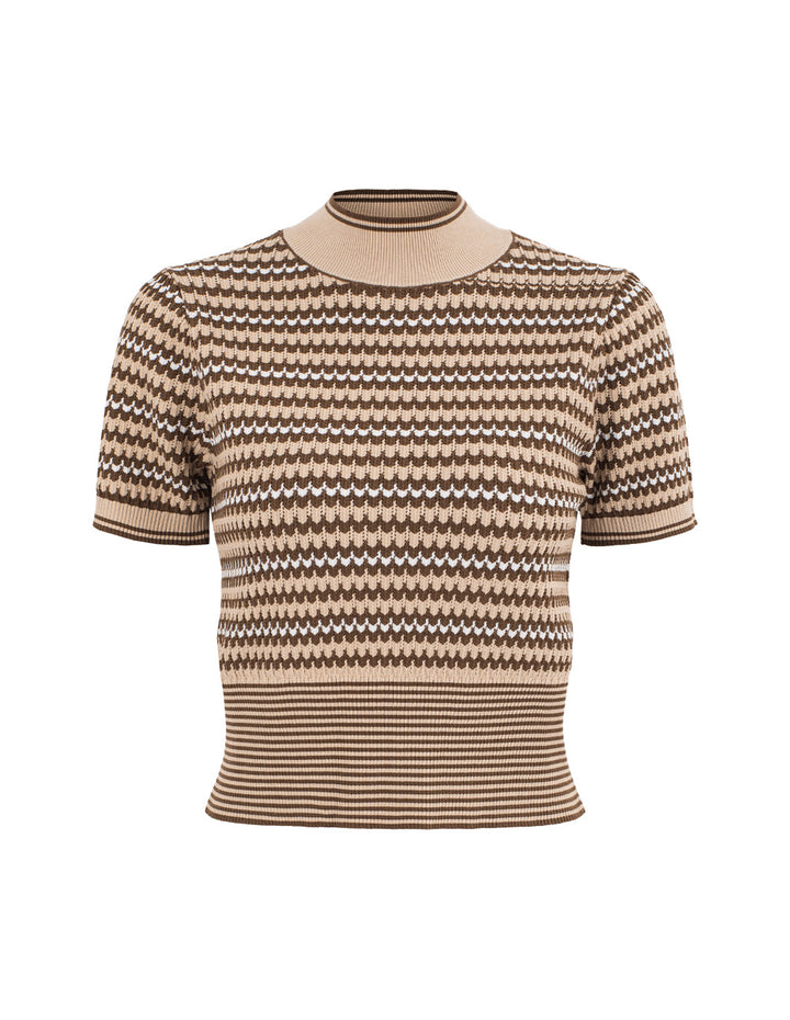 MARYLING Pink Apricot Thrush Printed Knit Tops