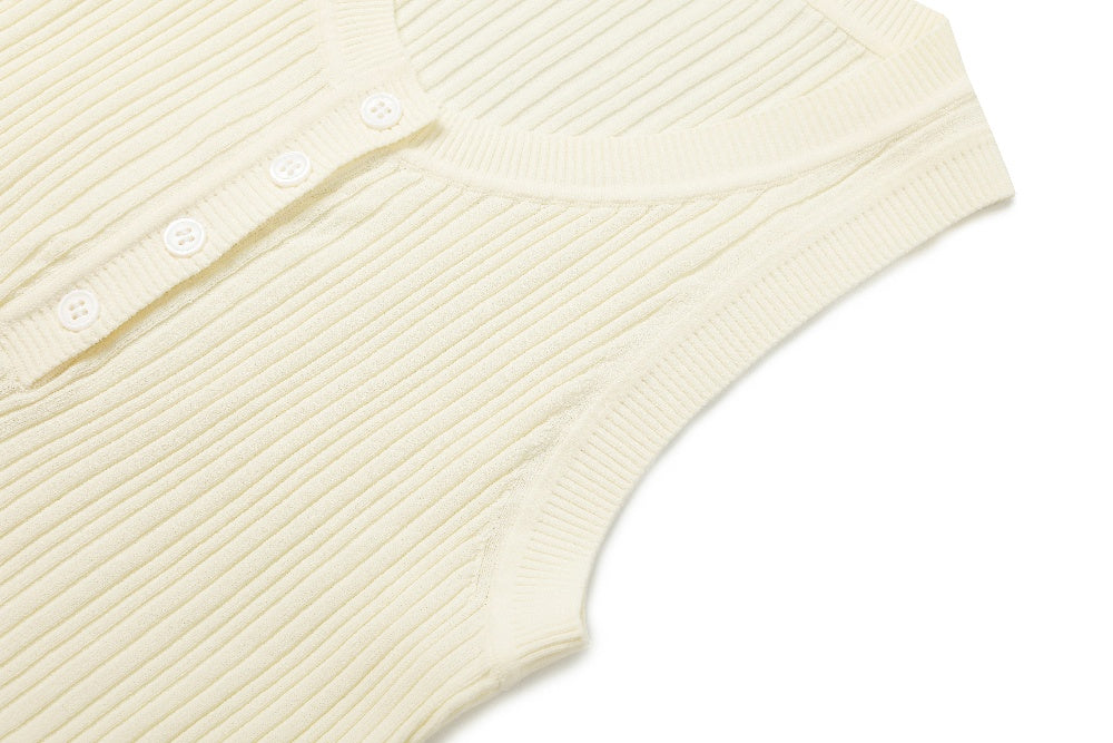 MARYLING Pastel Yellow Slim Knit Vests