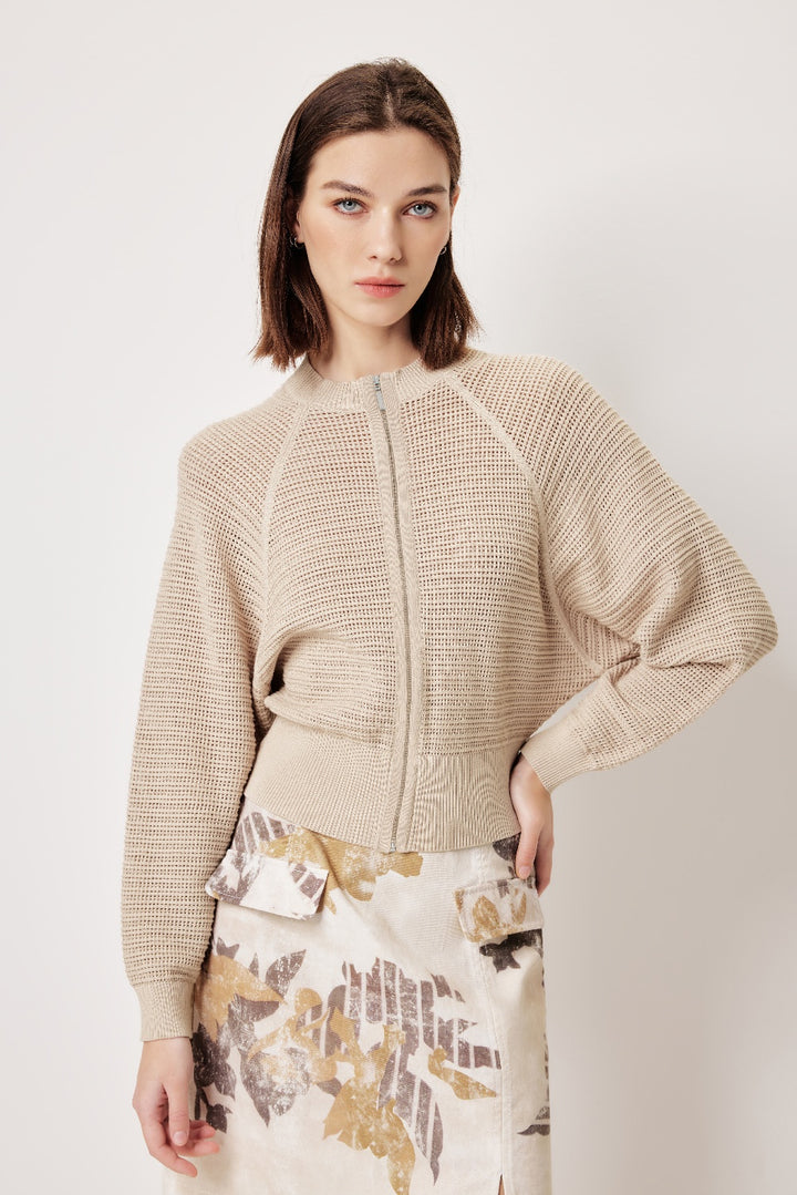 MARYLING Beige Relaxed Knit Cardigans