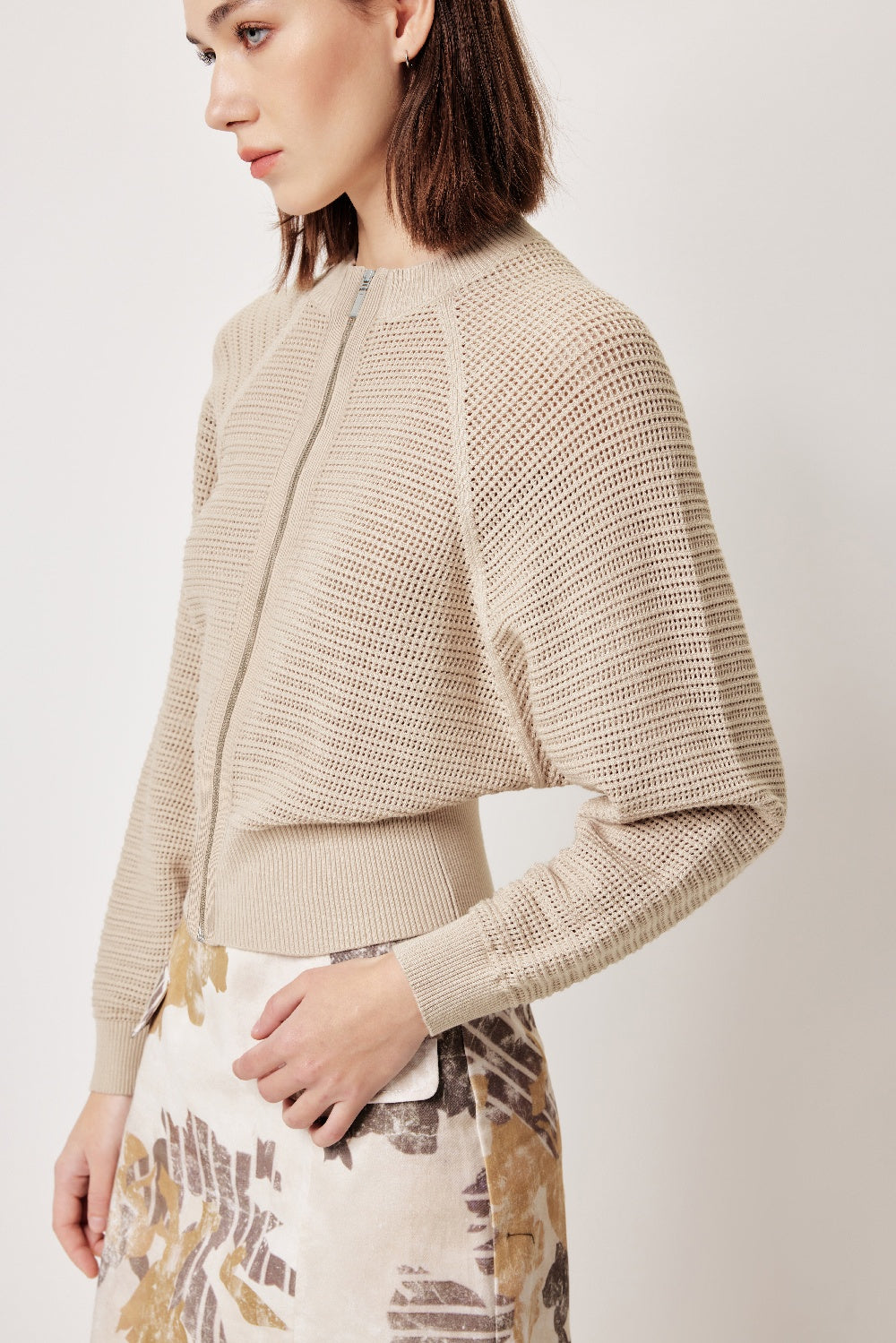 MARYLING Beige Relaxed Knit Cardigans