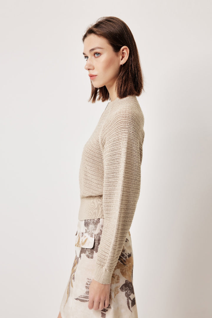 MARYLING Beige Relaxed Knit Cardigans