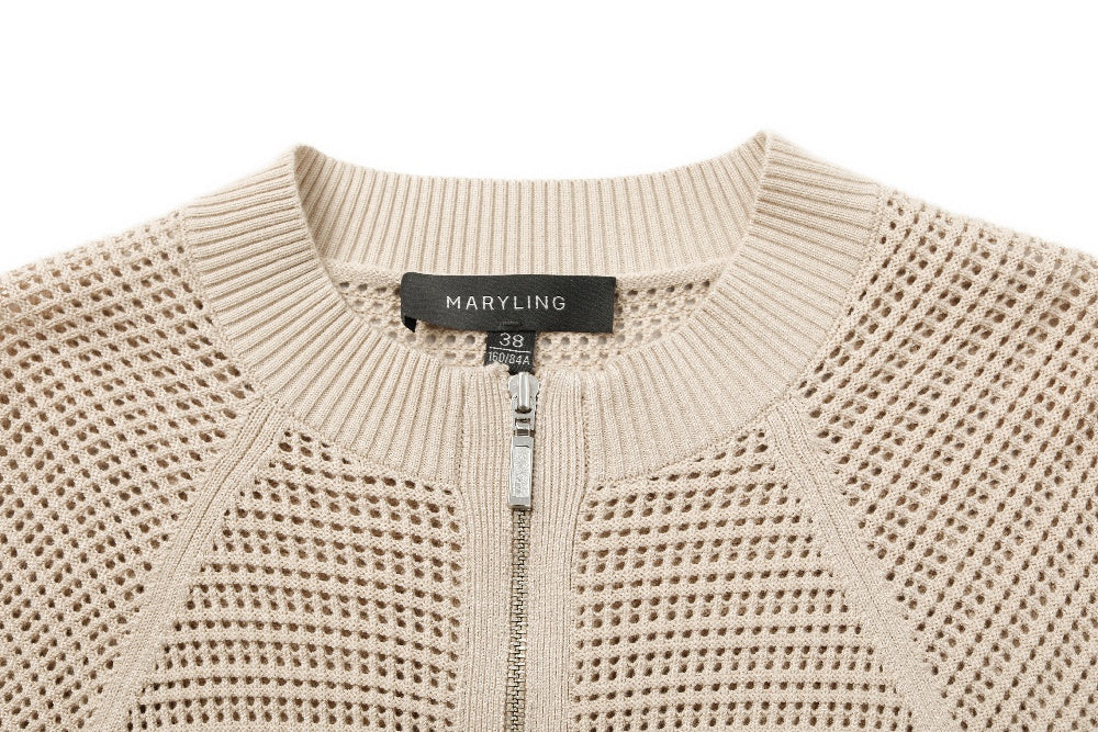 MARYLING Beige Relaxed Knit Cardigans