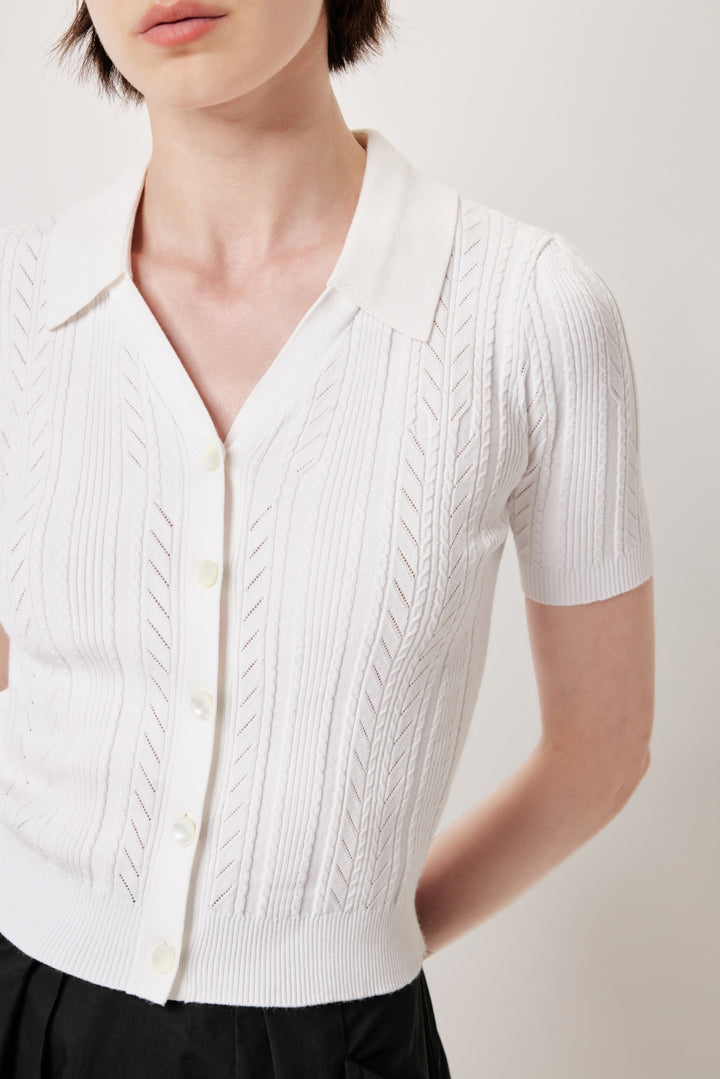 MARYLING Off-White Simple Knit Cardigans