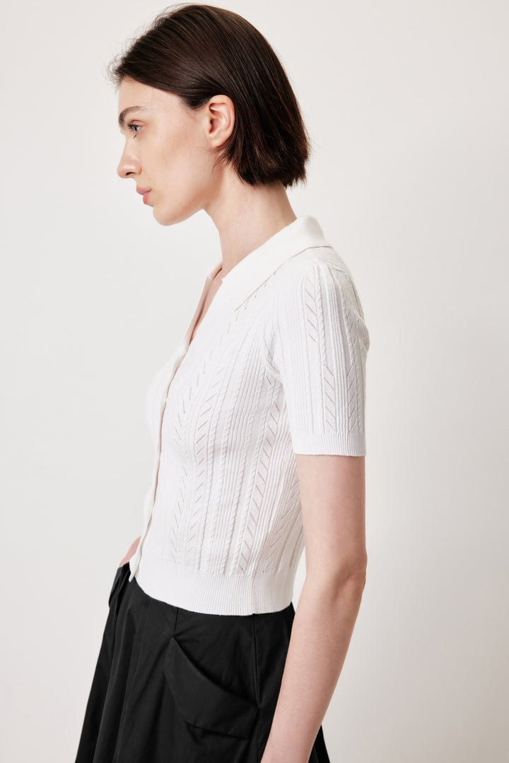 MARYLING Off-White Simple Knit Cardigans