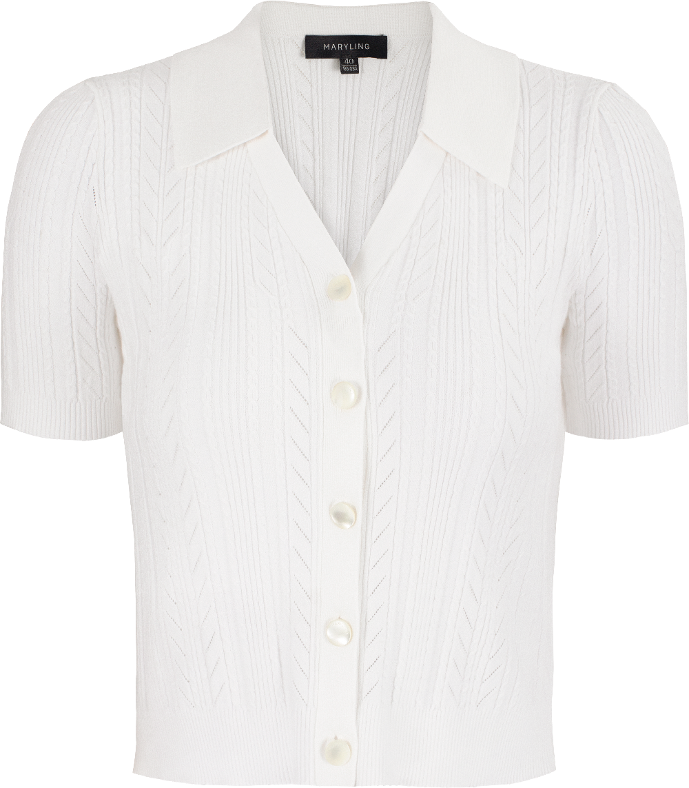 MARYLING Off-White Simple Knit Cardigans