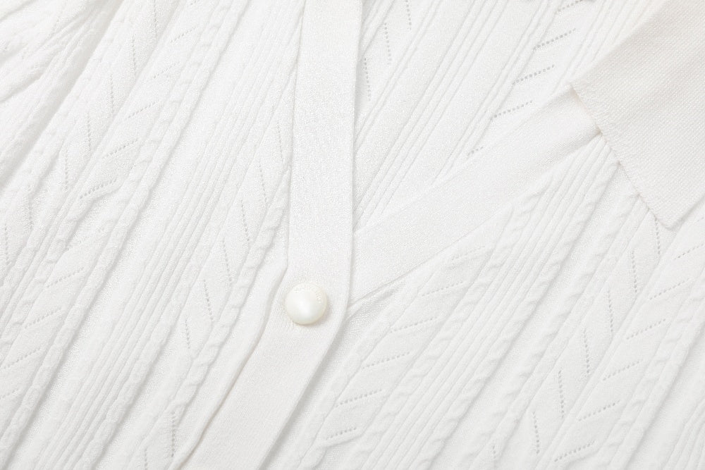 MARYLING Off-White Simple Knit Cardigans