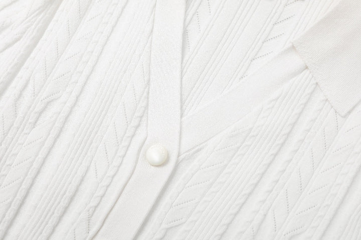 MARYLING Off-White Simple Knit Cardigans