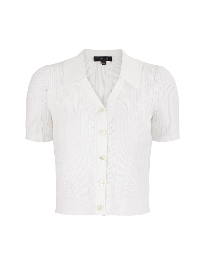 MARYLING Off-White Simple Knit Cardigans