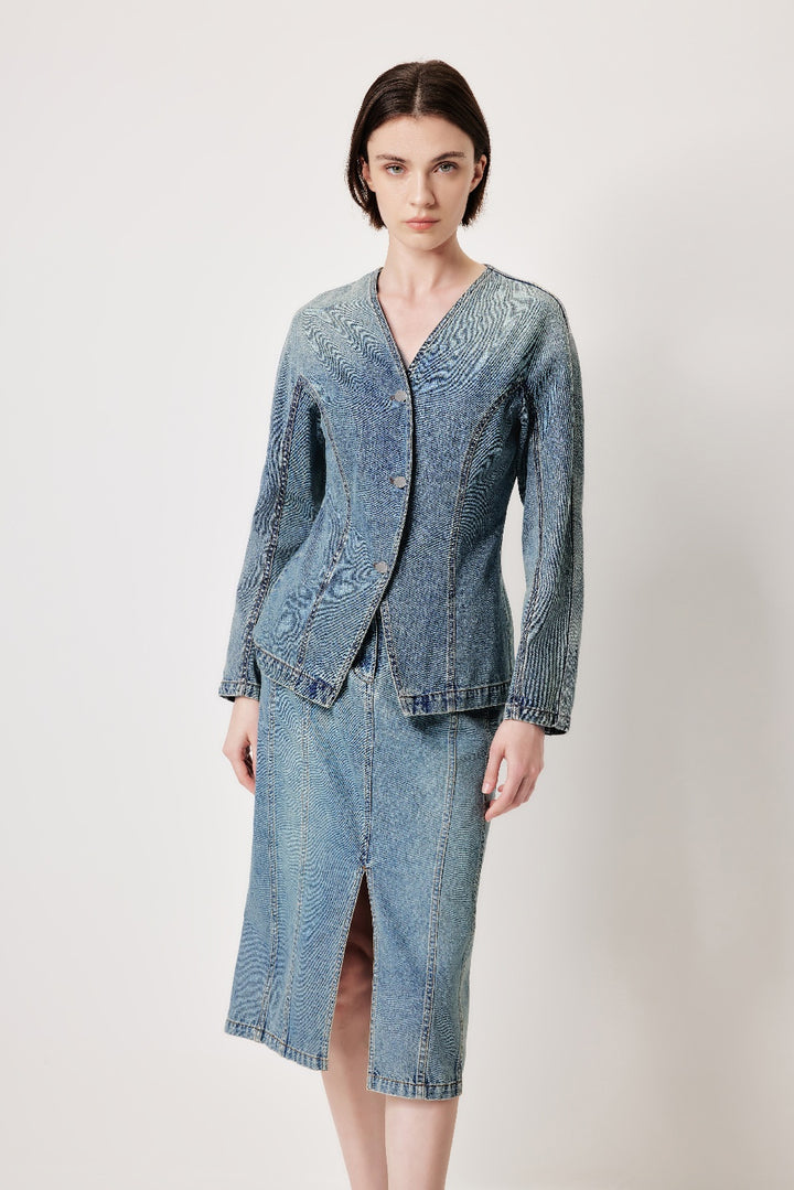 MARYLING Denim Blue Washed Vintage Denim Jackets