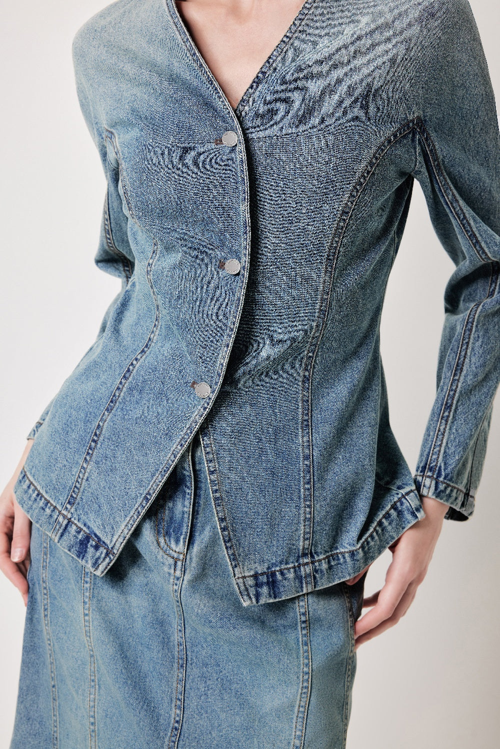 MARYLING Denim Blue Washed Vintage Denim Jackets