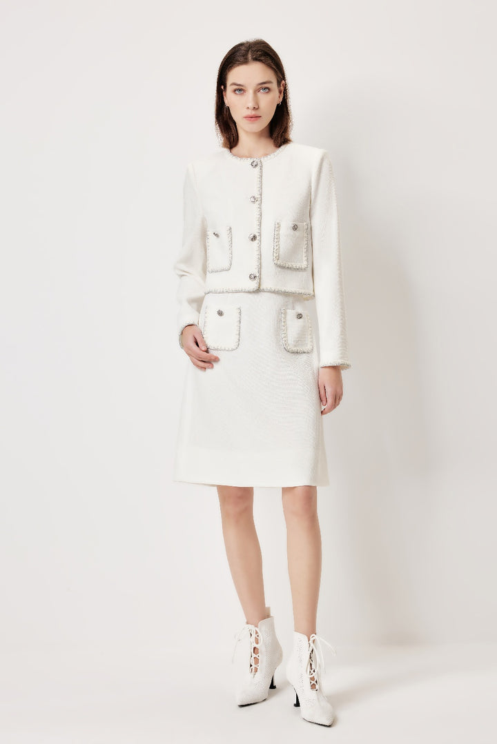 MARYLING White Minimalist Silhouette Jackets