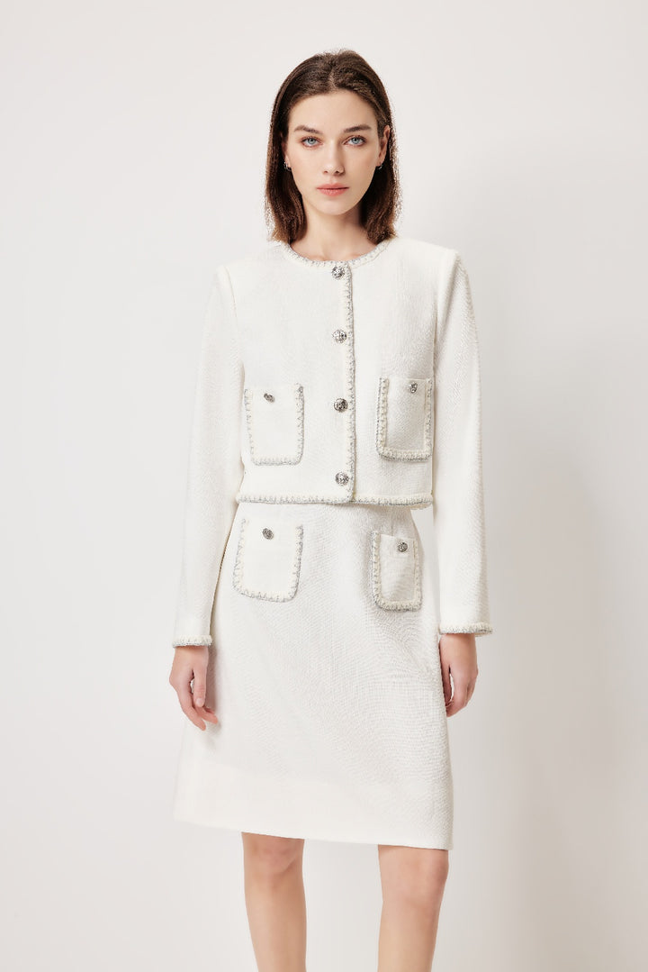 MARYLING White Minimalist Silhouette Jackets