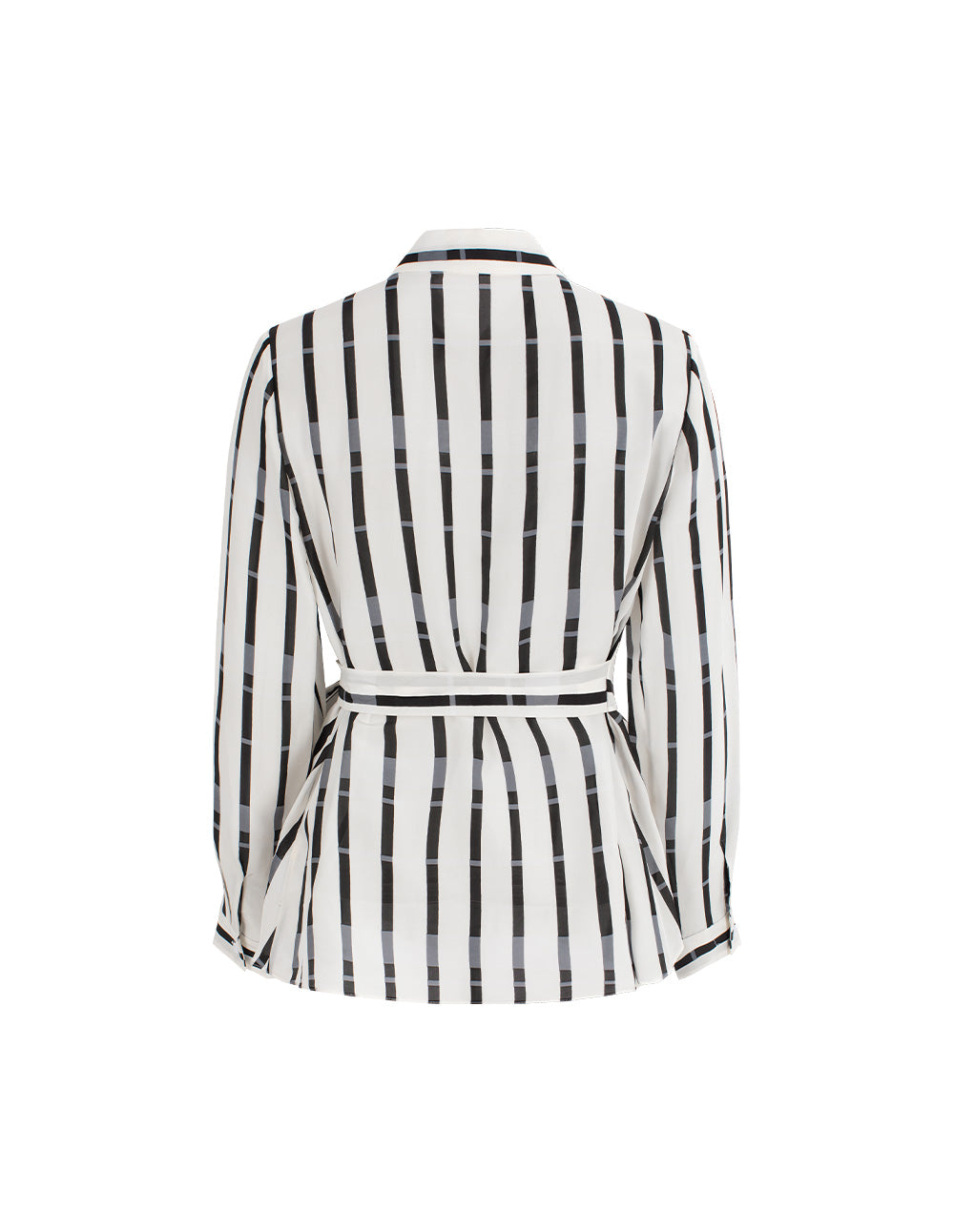 MARYLING Black-Gray Stripe Textured Silhouette Blouses