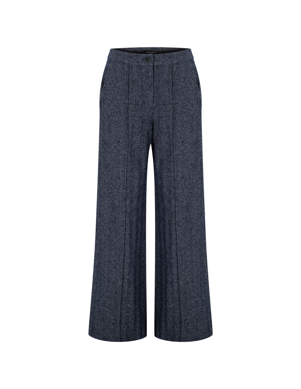 MARYLING Denim Blue Linen-Cotton Blend Trousers
