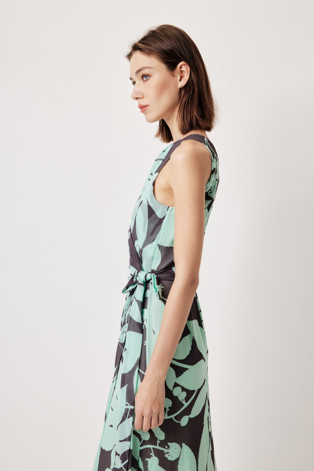 MARYLING Blue-Brown Tree Shadow Printed Dresses