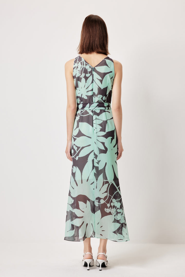 MARYLING Blue-Brown Tree Shadow Printed Dresses