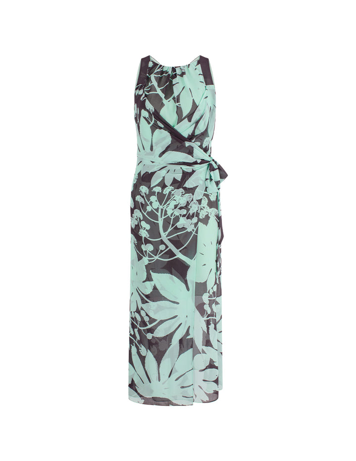 MARYLING Blue-Brown Tree Shadow Printed Dresses
