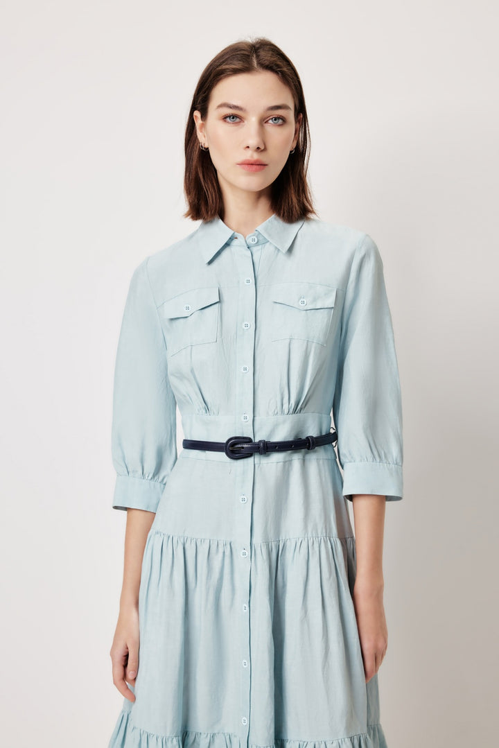 MARYLING Ice Blue Linen Blend Dresses