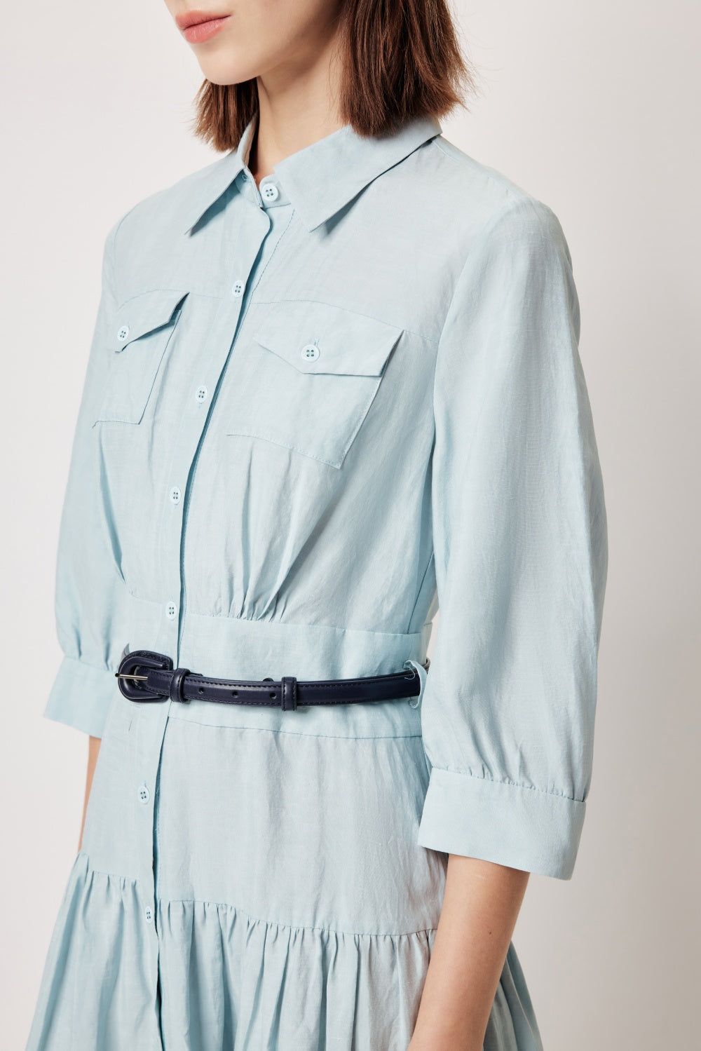 MARYLING Ice Blue Linen Blend Dresses