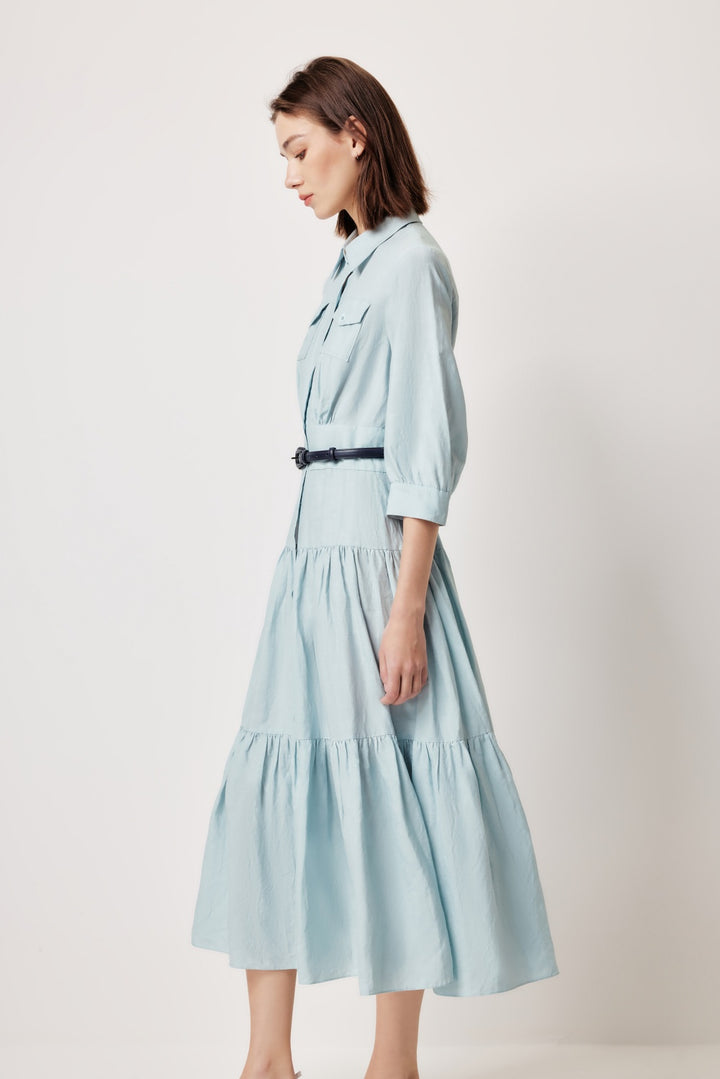 MARYLING Ice Blue Linen Blend Dresses