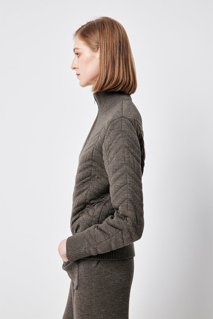 MARYLING Deep Mocha Sculpted High-Waisted Ribbed Knit Trousers