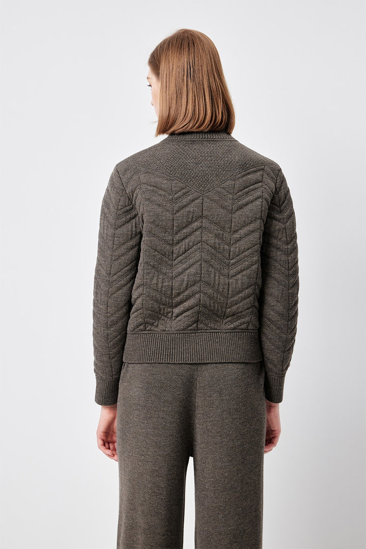MARYLING Deep Mocha Sculpted High-Waisted Ribbed Knit Trousers