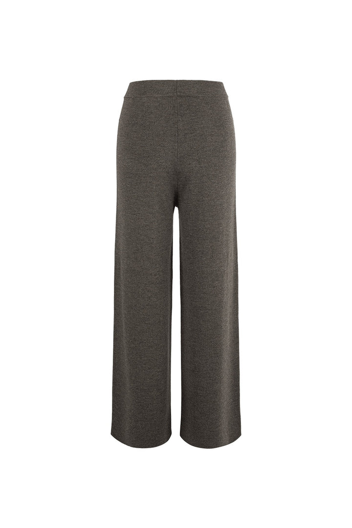 MARYLING Deep Mocha Sculpted High-Waisted Ribbed Knit Trousers