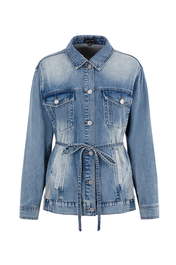 MARYLING Vintage Wash Denim Jacket with Belt