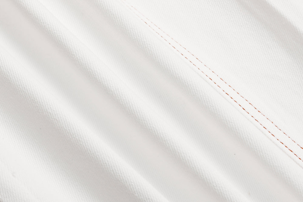 MARYLING Textured White Washed Jeans – Metal Zipper Detail