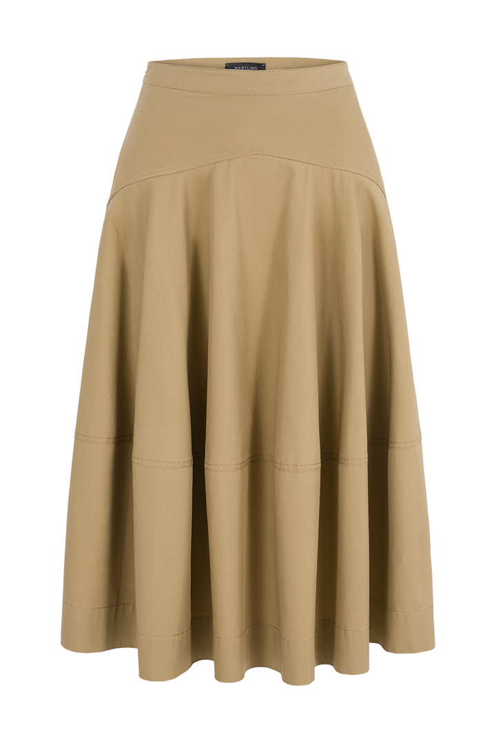 MARYLING Vintage-Inspired Khaki Classic Skirt