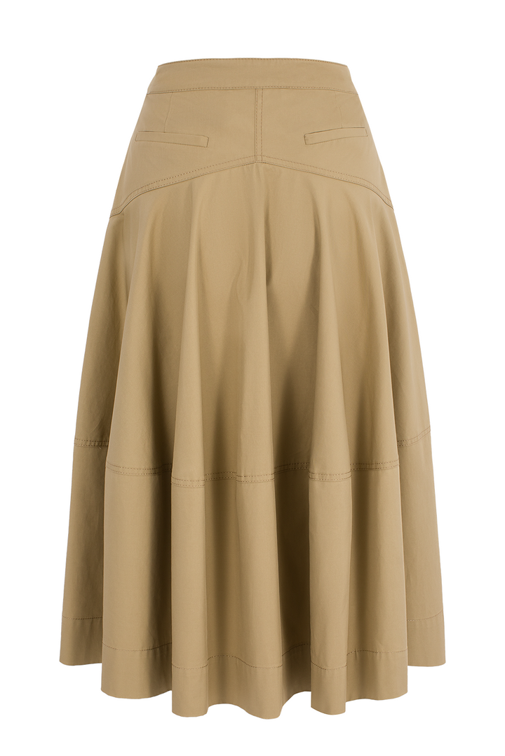 MARYLING Vintage-Inspired Khaki Classic Skirt