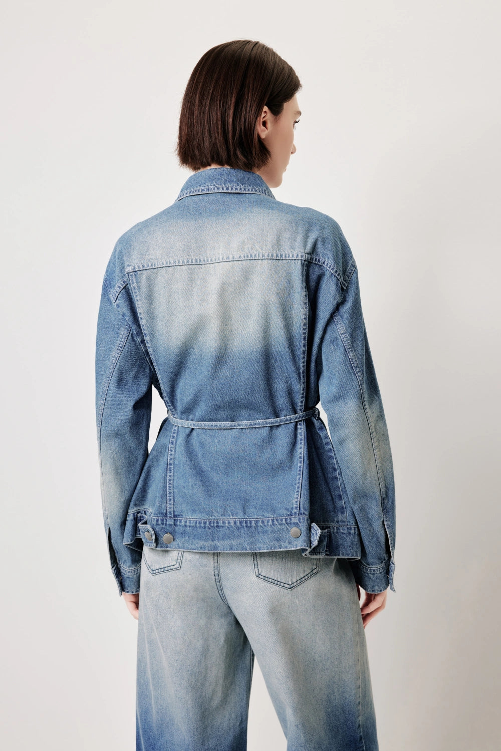 MARYLING Vintage Wash Denim Jacket with Belt