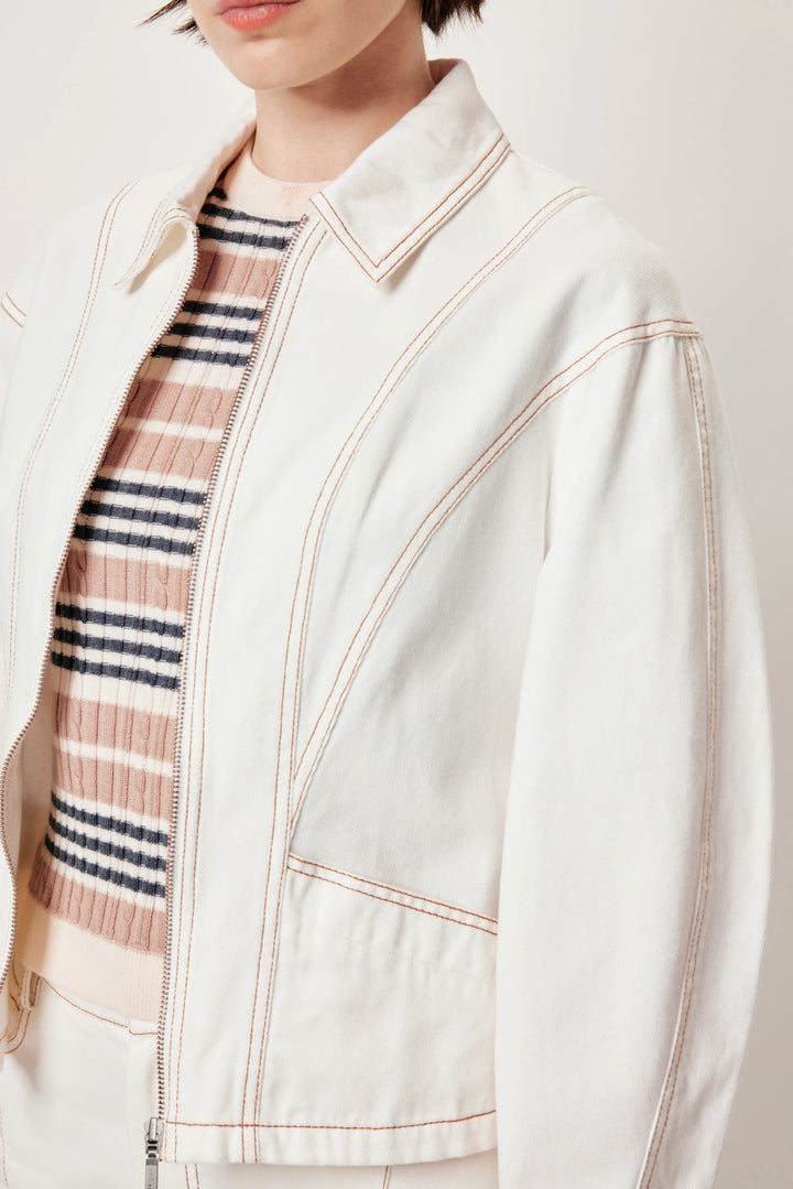 MARYLING Premium Cotton Coat with Statement Metal Zipper