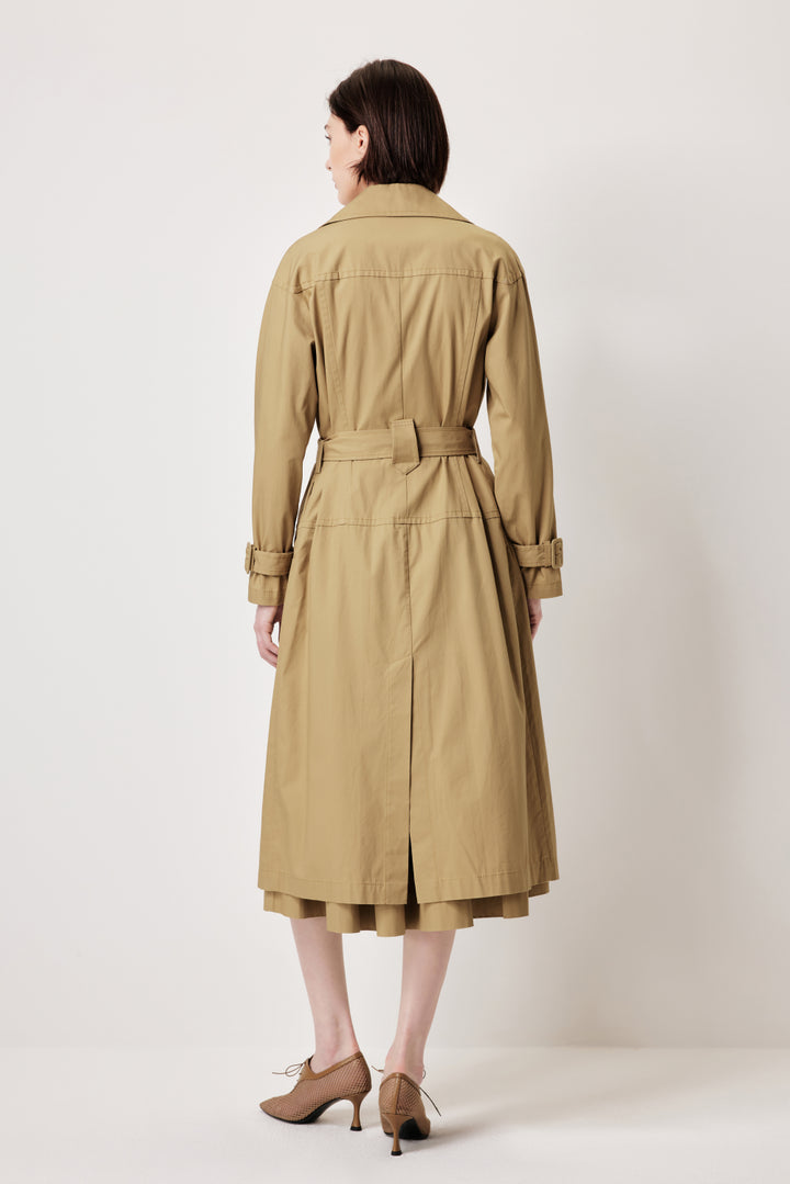 MARYLING Vintage‑Inspired Khaki Coat with Waist Belt