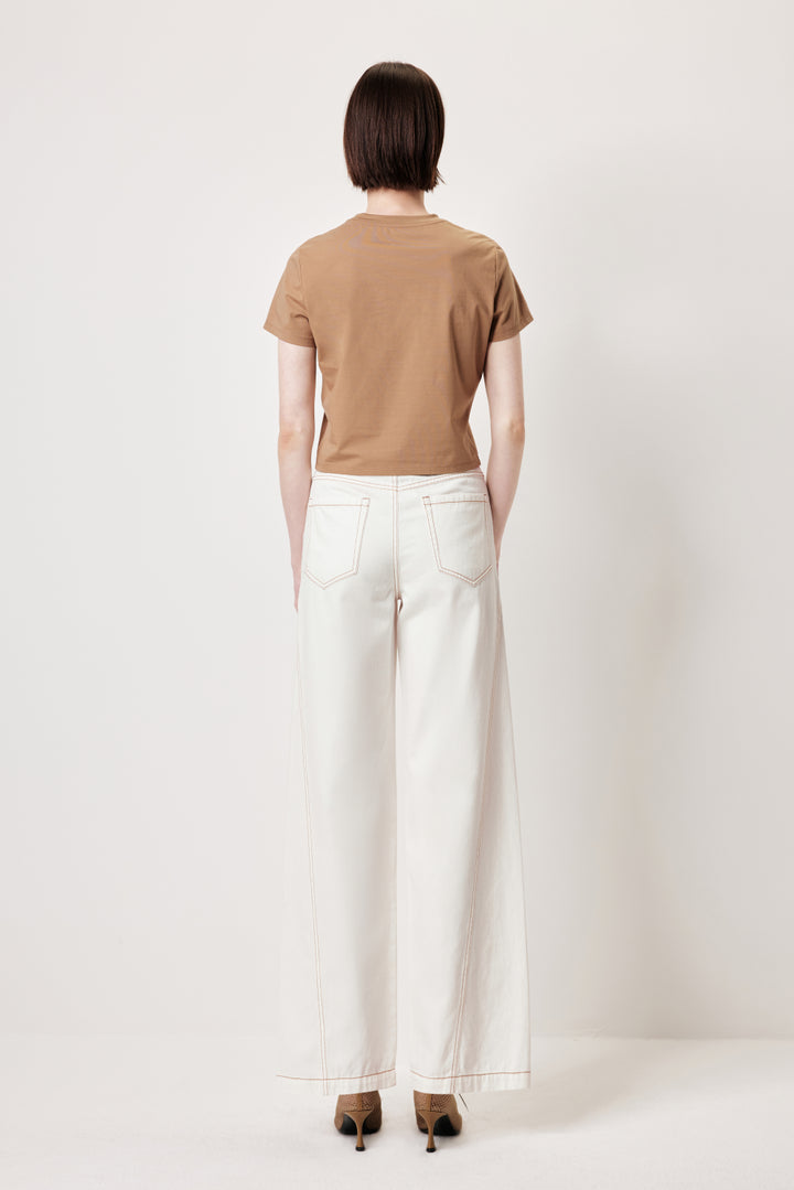 MARYLING Textured White Washed Jeans – Metal Zipper Detail