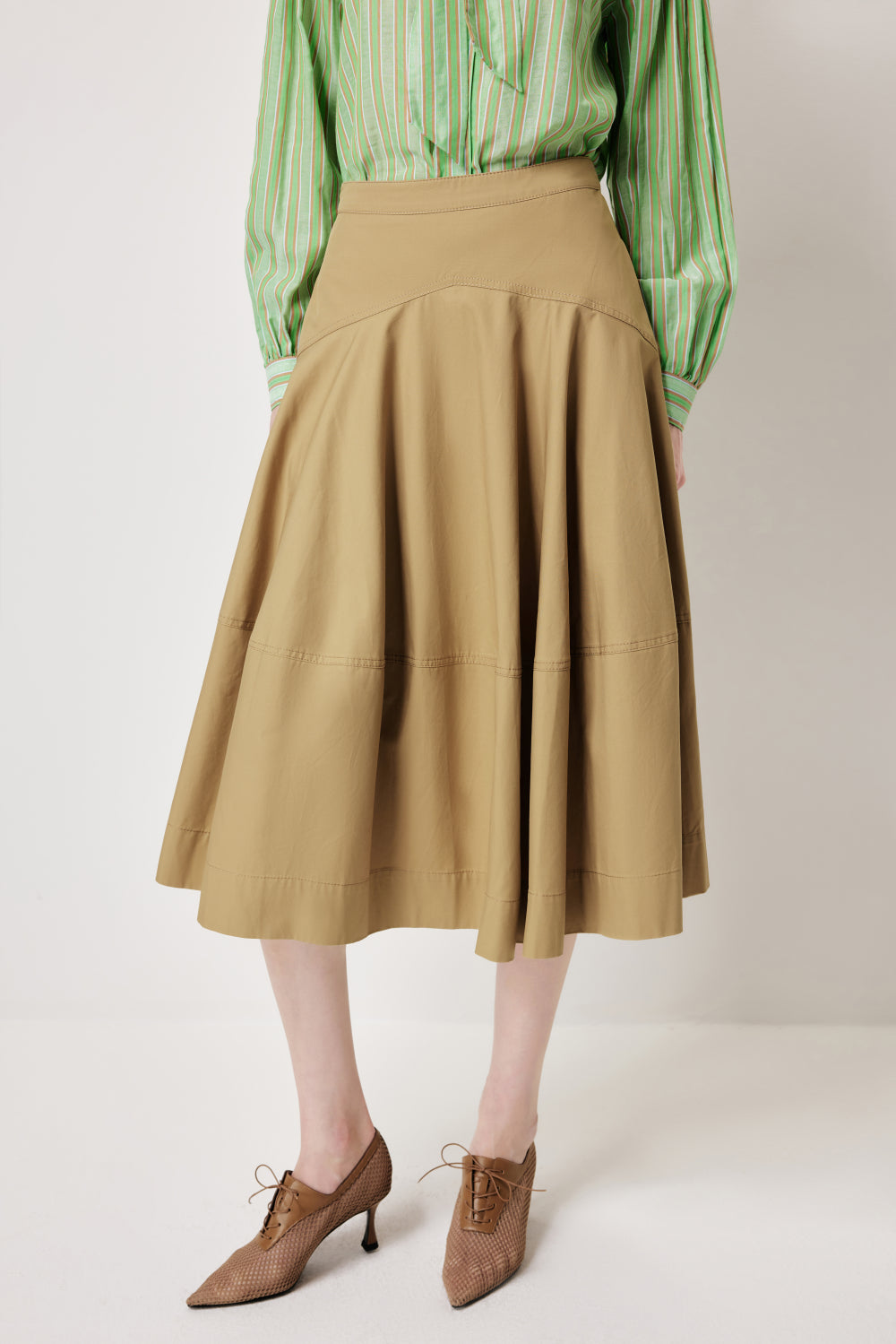 MARYLING Vintage-Inspired Khaki Classic Skirt