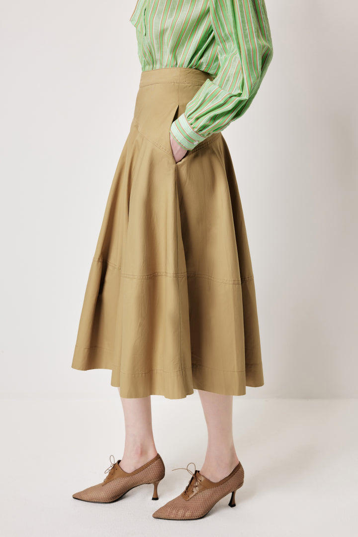 MARYLING Vintage-Inspired Khaki Classic Skirt