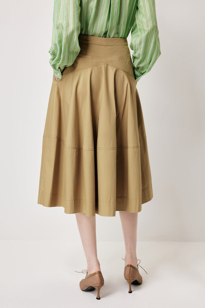 MARYLING Vintage-Inspired Khaki Classic Skirt