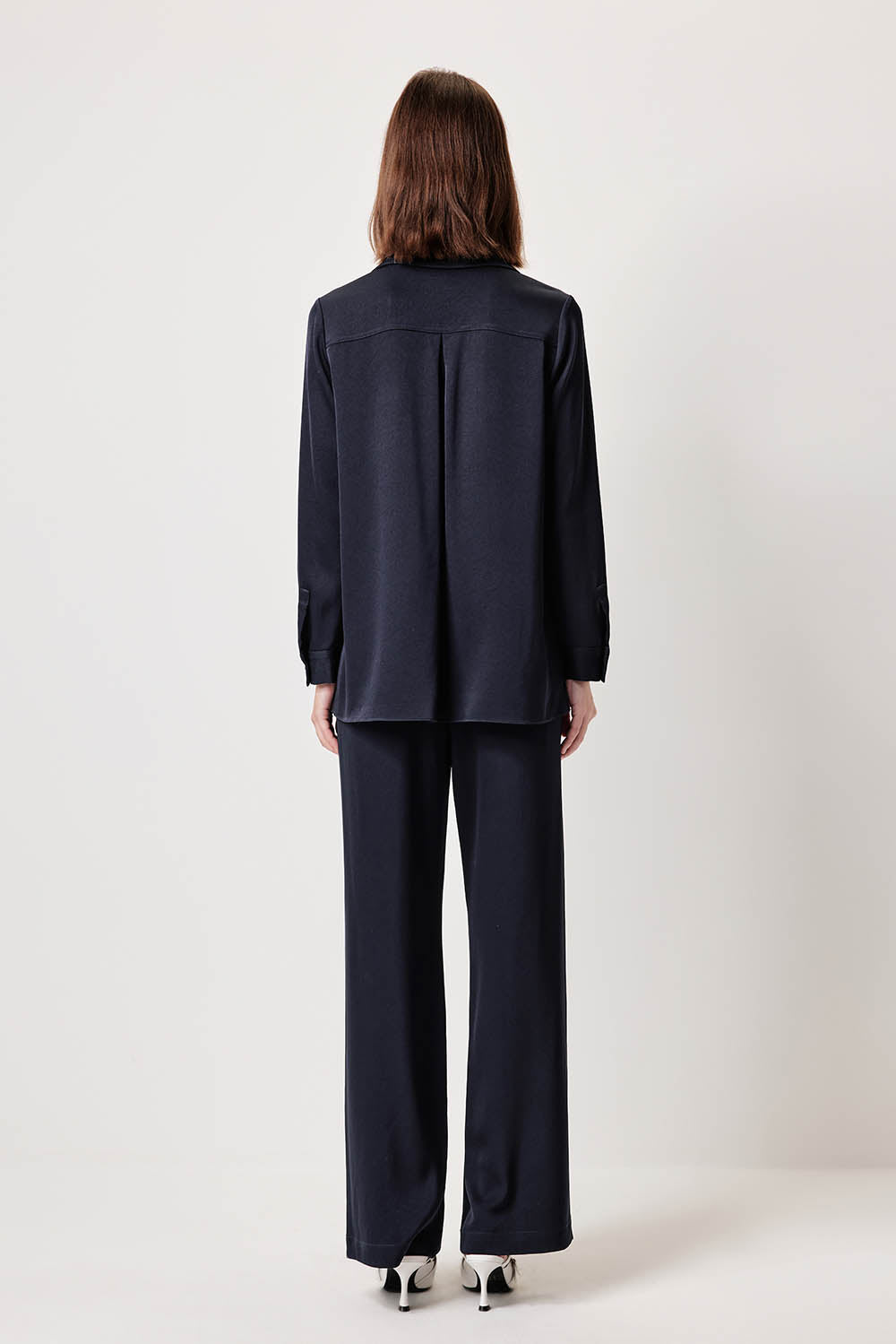 MARYLING Deep Navy Longline Relaxed Blouses