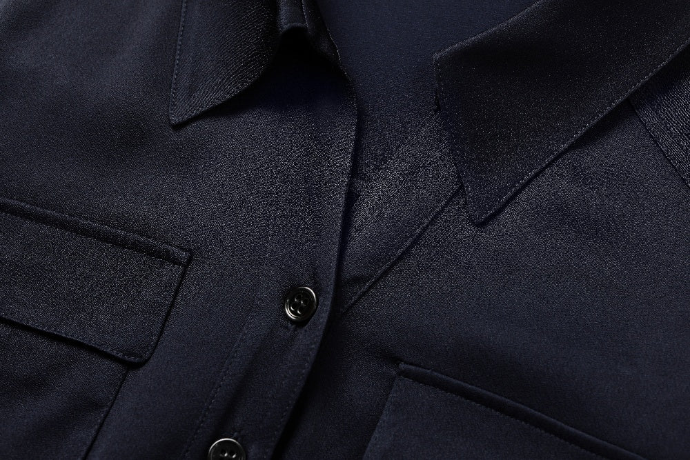 MARYLING Deep Navy Longline Relaxed Blouses
