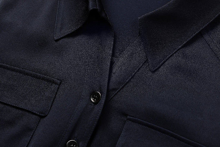 MARYLING Deep Navy Longline Relaxed Blouses