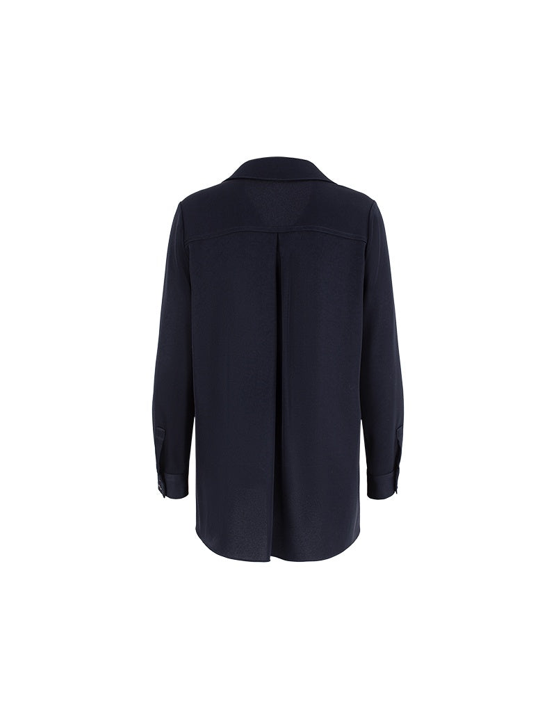 MARYLING Deep Navy Longline Relaxed Blouses