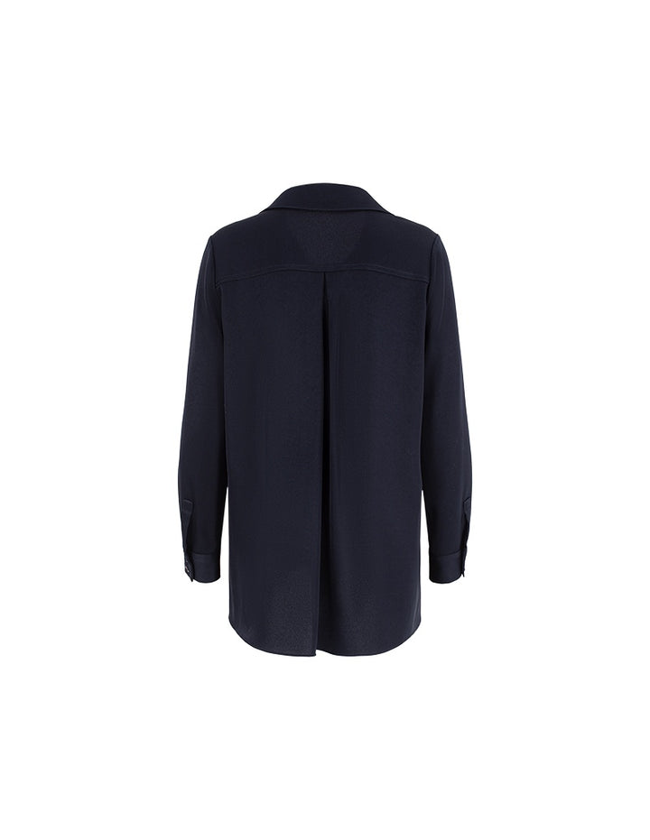 MARYLING Deep Navy Longline Relaxed Blouses
