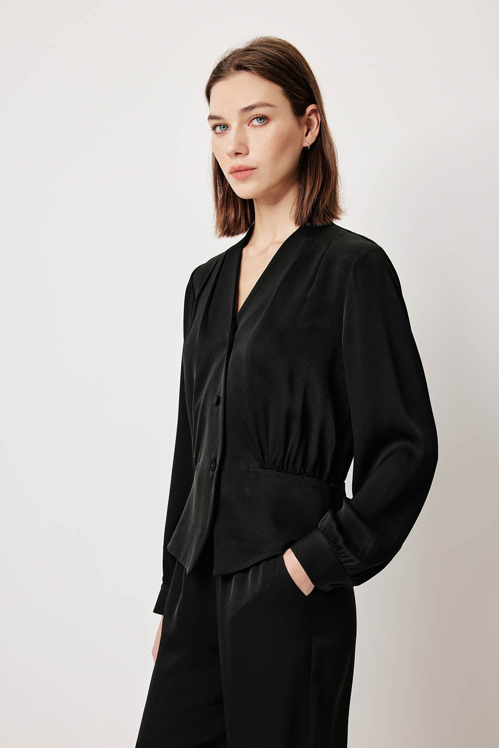MARYLING Precision-Tailored Waist-Defined Blouses