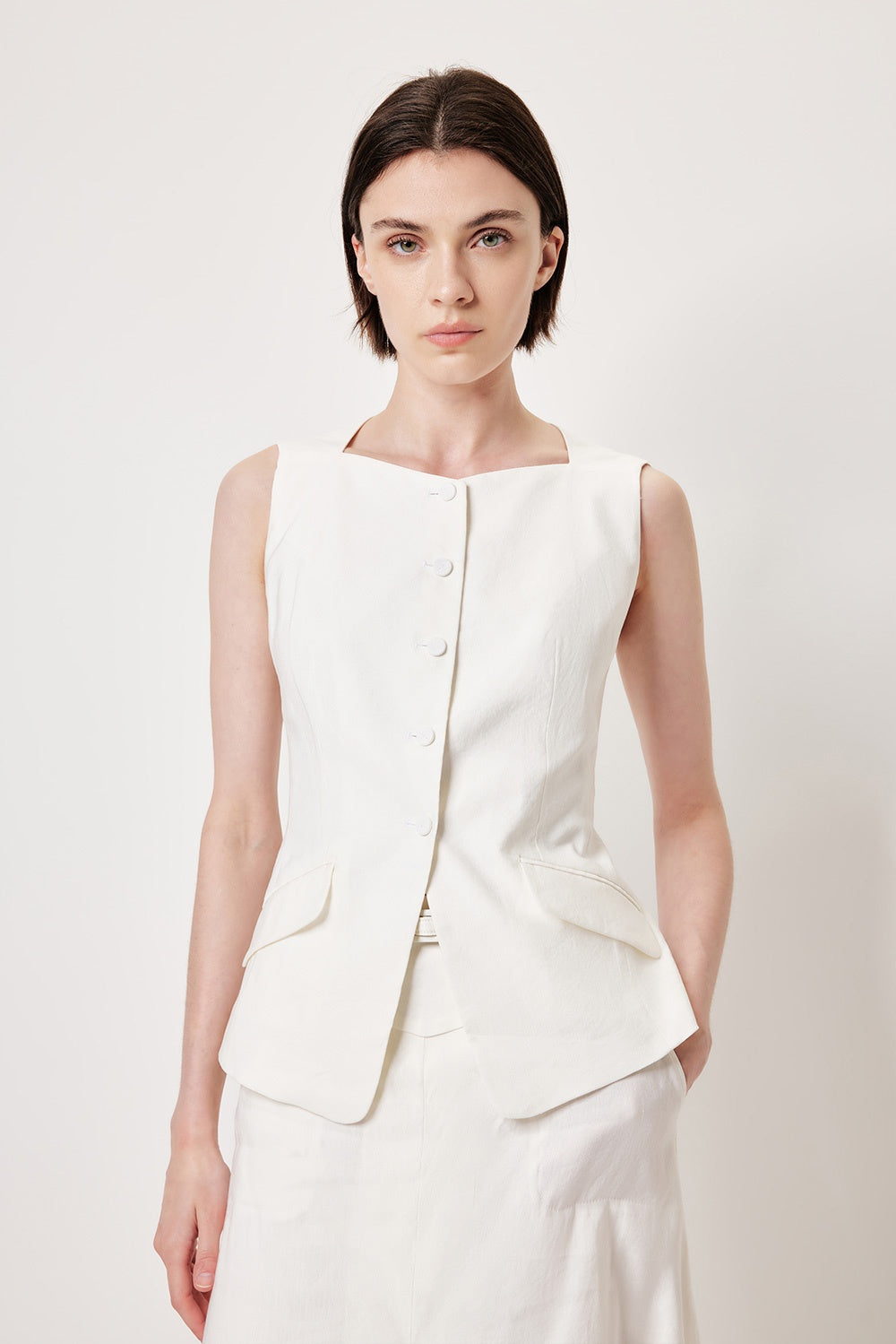MARYLING White Tailored Fit Lace-Trim Shirts