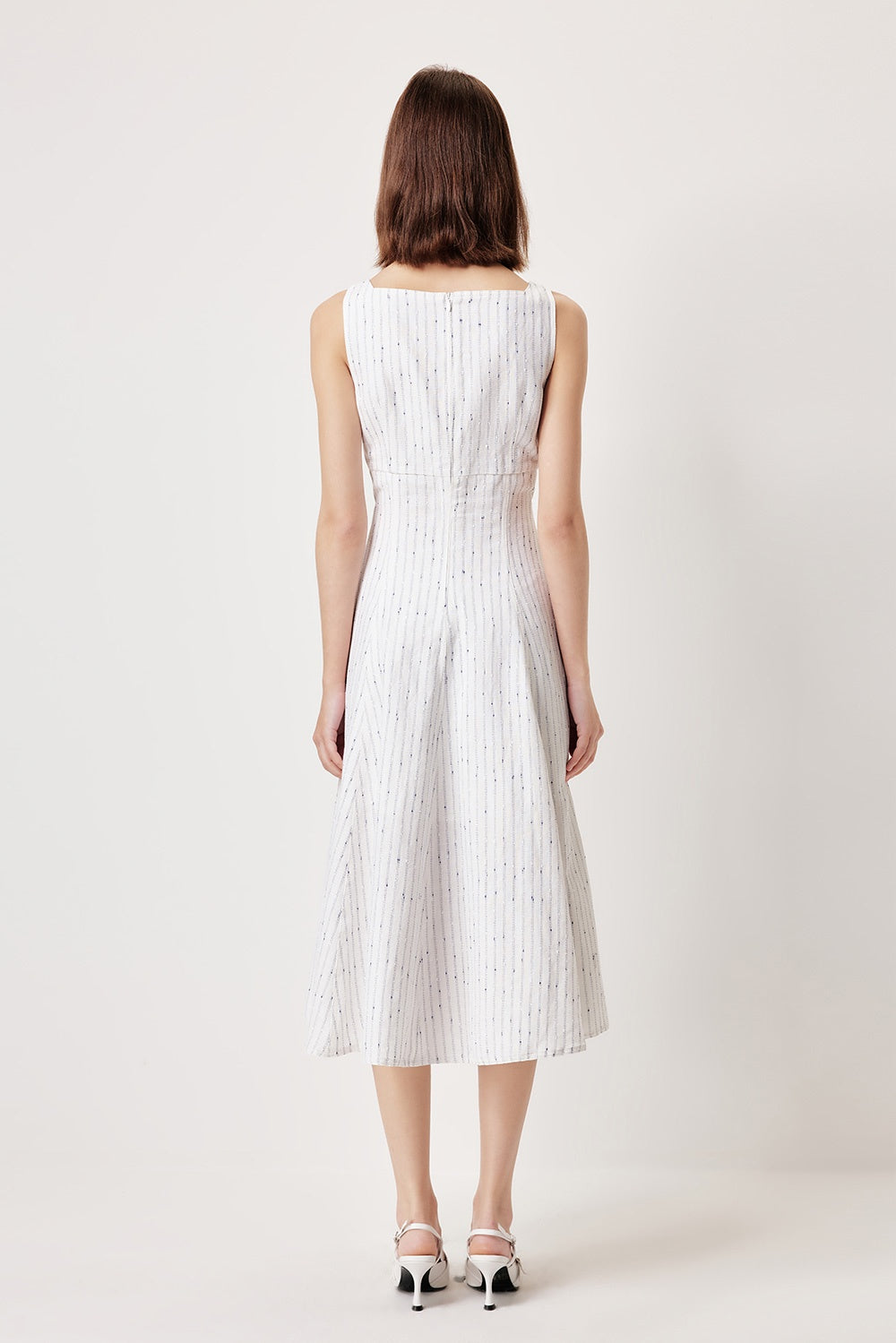 MARYLING Blue-White Striped Breezy Midi Dresses