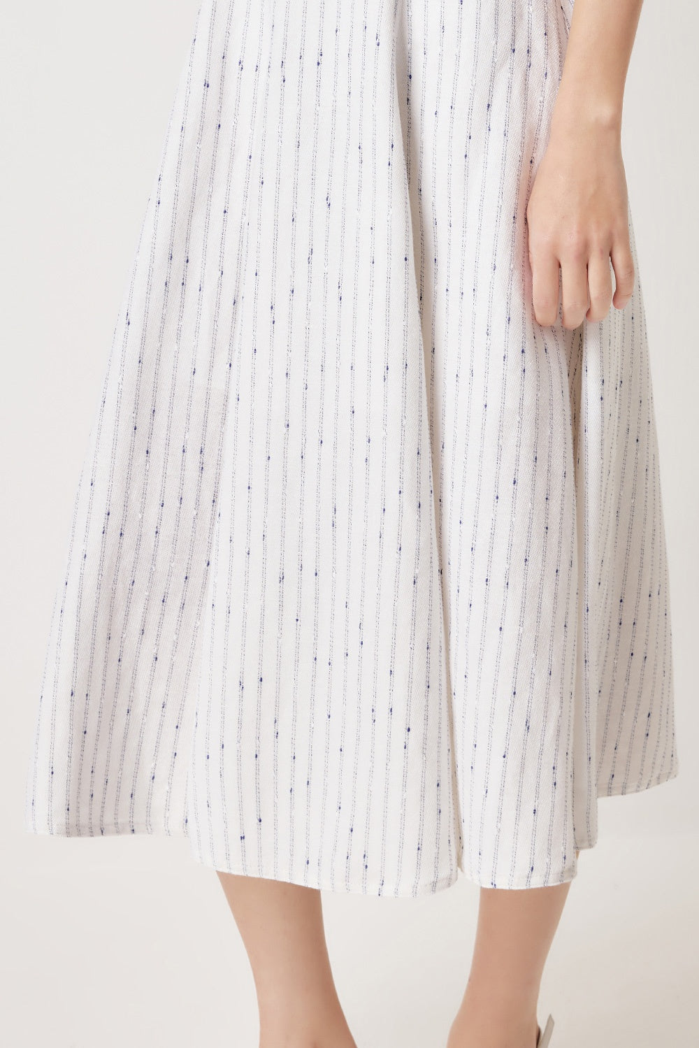 MARYLING Blue-White Striped Breezy Midi Dresses