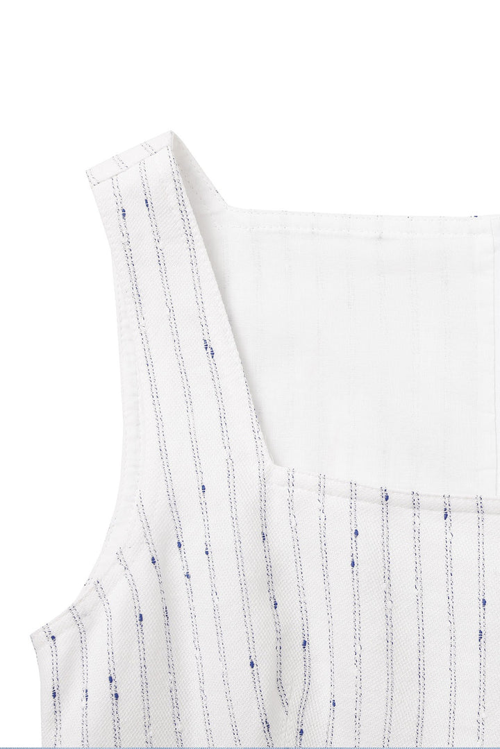 MARYLING Blue-White Striped Breezy Midi Dresses